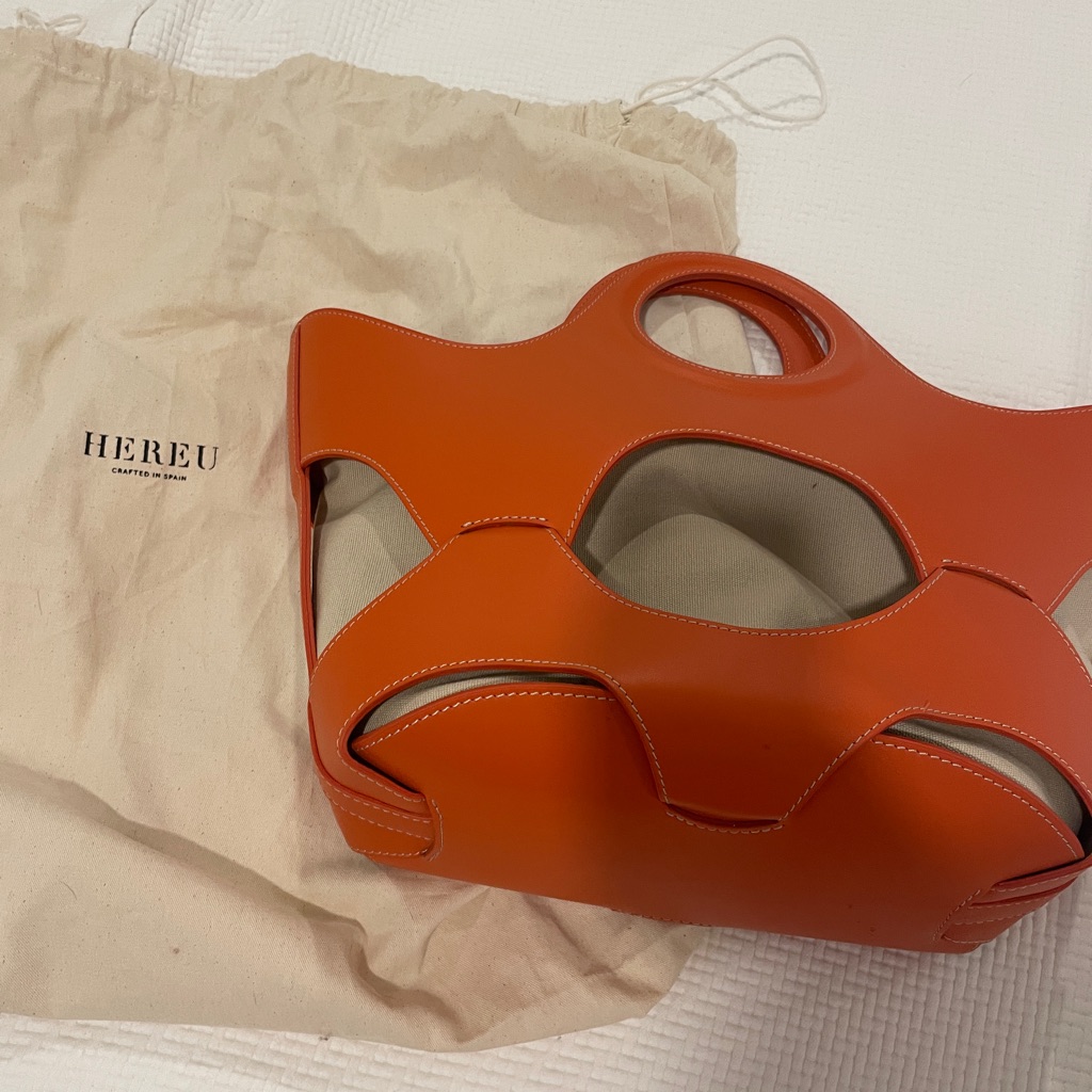 Hereu Orange Leather Tote Bag